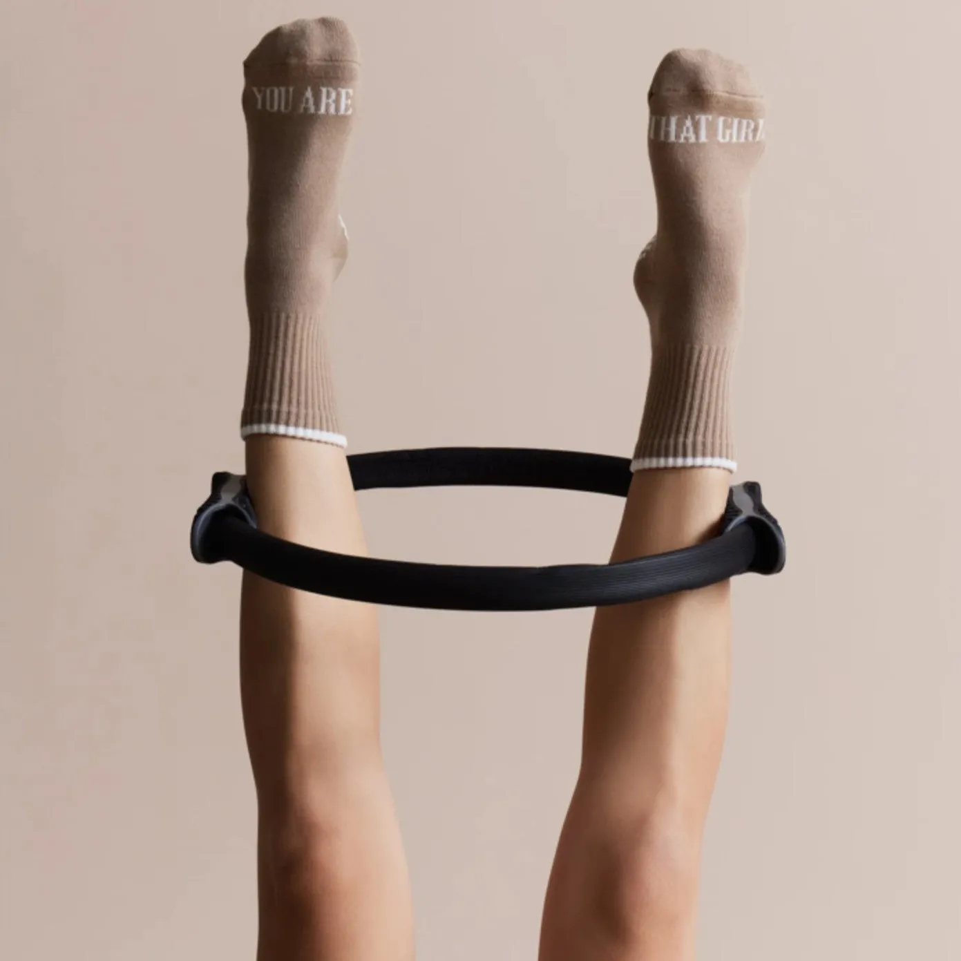 You Are That Girl Crew Grip Sock - Beige (Barre / Pilates)