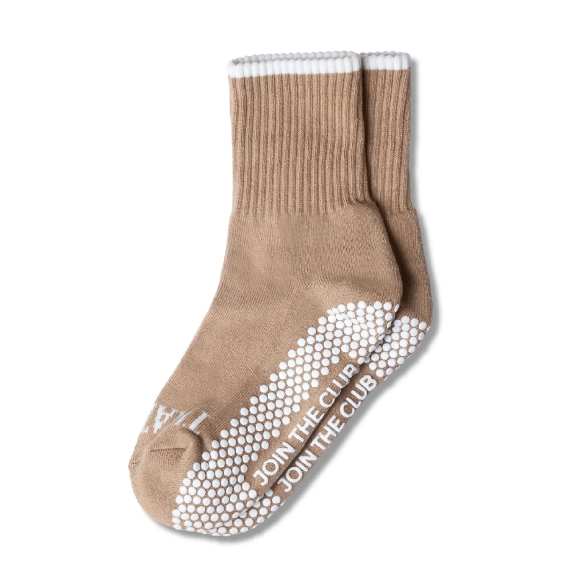 You Are That Girl Crew Grip Sock - Beige (Barre / Pilates)